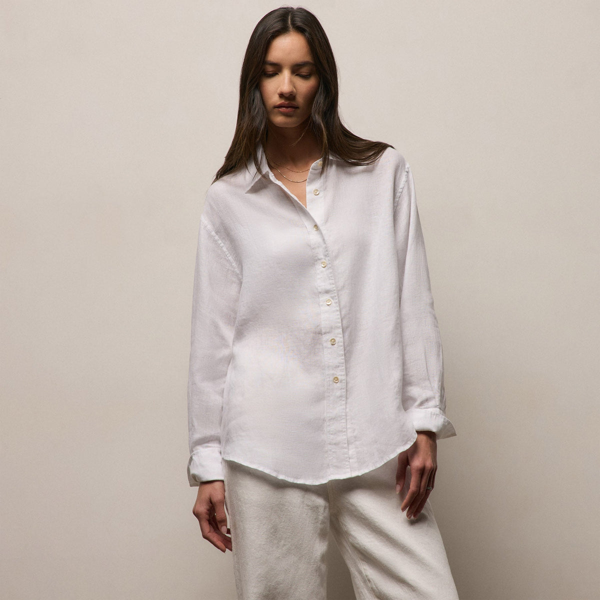 Linen Oversized Shirt in White | James Perse Los Angeles