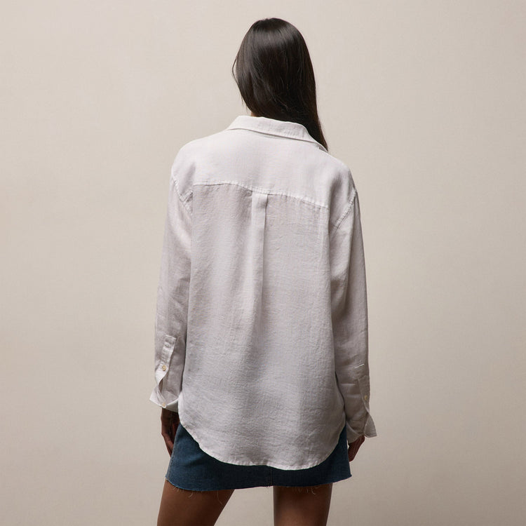 Linen Oversized Shirt in White | James Perse Los Angeles