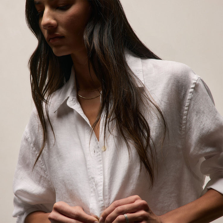 Linen Oversized Shirt in White | James Perse Los Angeles