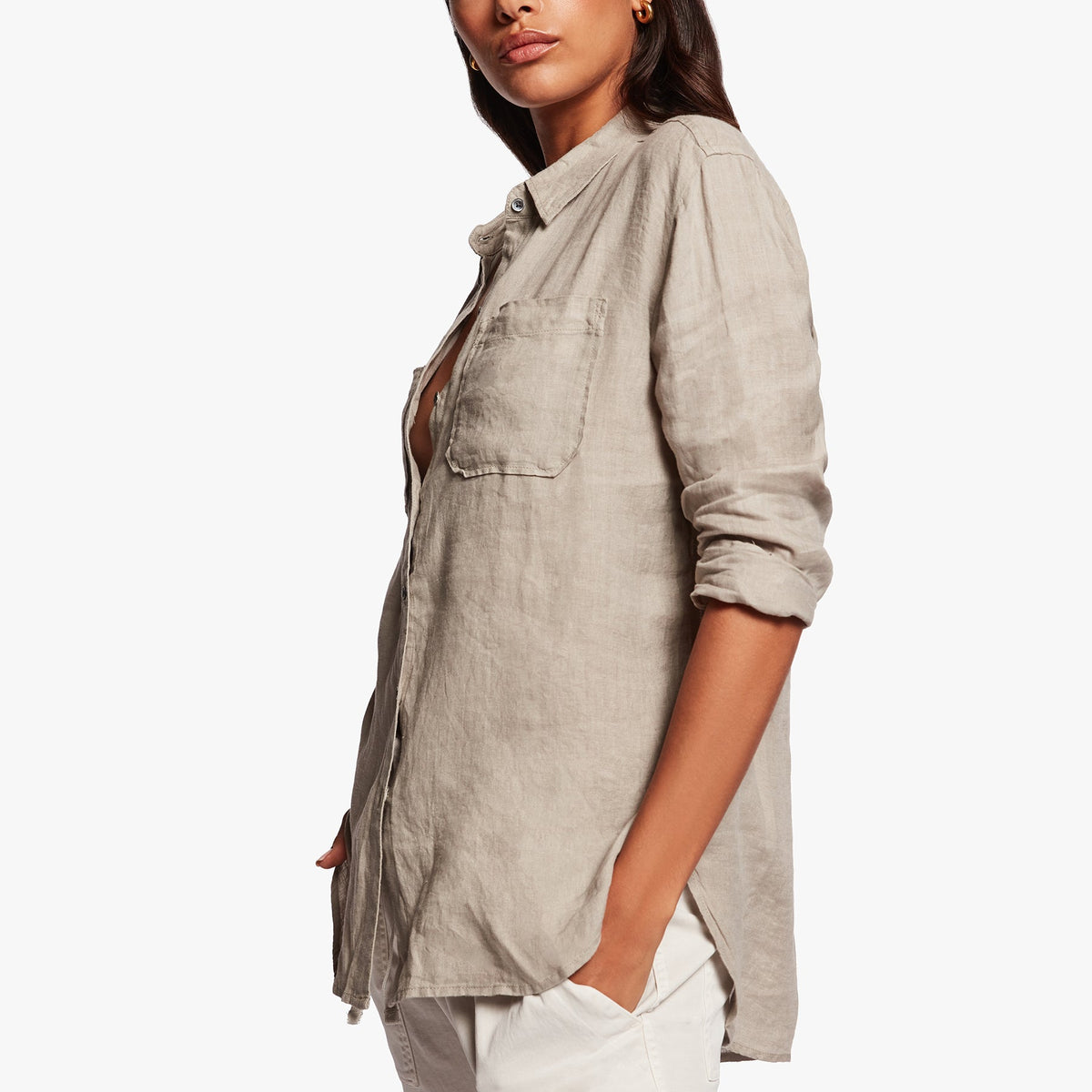 Linen Pocket Shirt In Dapple | James Perse Los Angeles