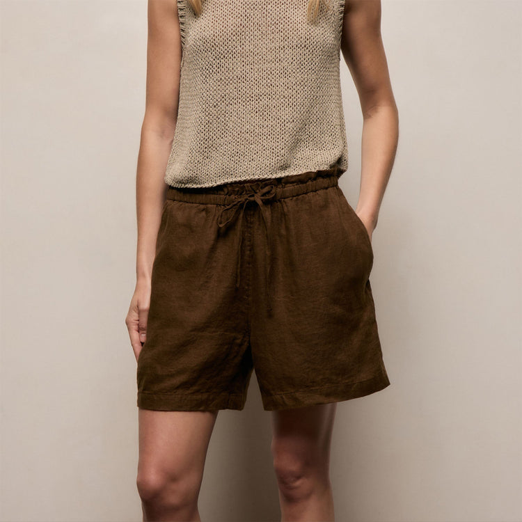 Linen Short in Cocoa | James Perse Los Angeles
