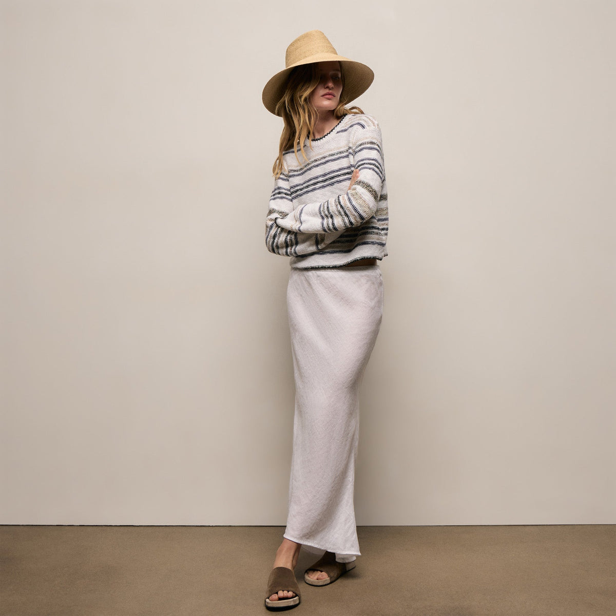 Linen Skirt in White | James Perse Los Angeles