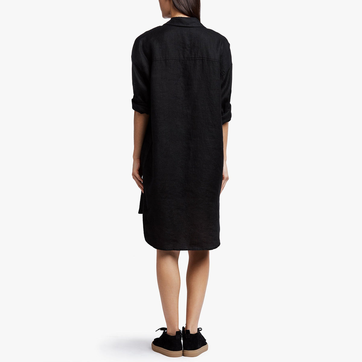Linen Shirt Dress In Black | James Perse Los Angeles