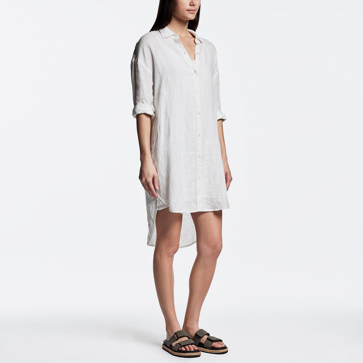 Linen Shirt Dress In Driftwood | James Perse Los Angeles