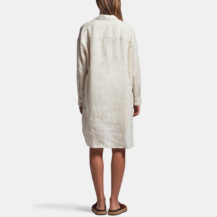 Linen Military Shirt Dress In Calico | James Perse Los Angeles
