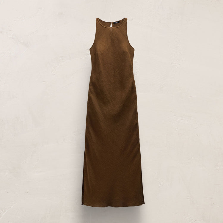 Linen Halter Maxi Dress in Cocoa | James Perse Los Angeles