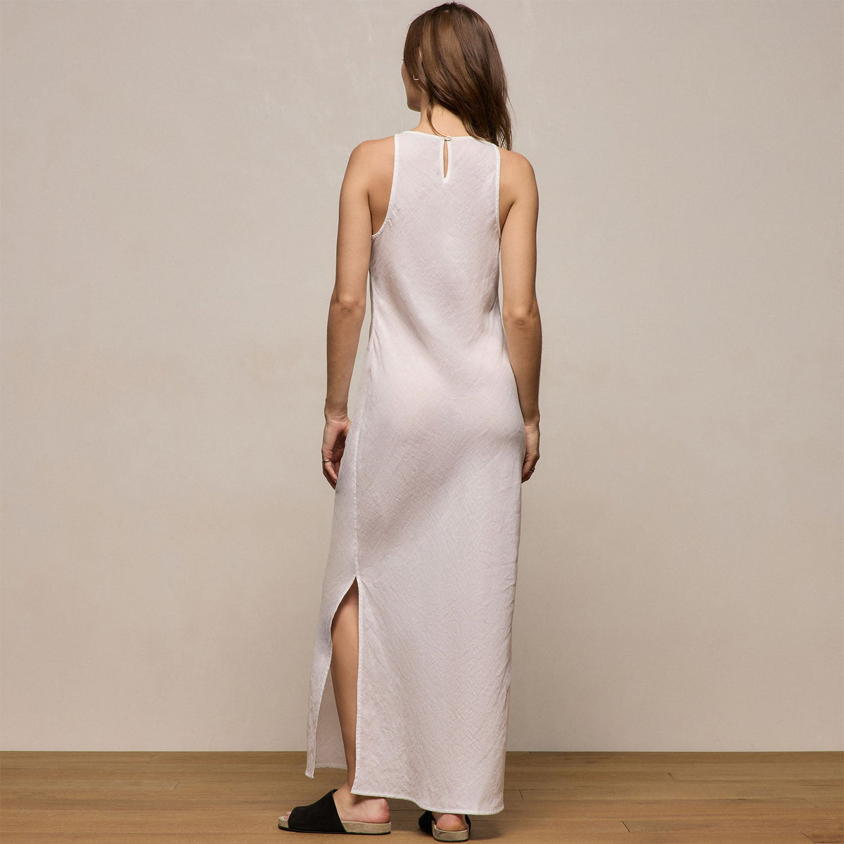 Linen Halter Maxi Dress in White | James Perse Los Angeles