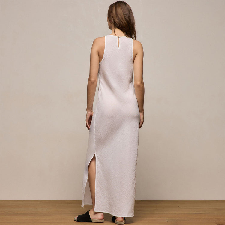 Linen Halter Maxi Dress in White | James Perse Los Angeles