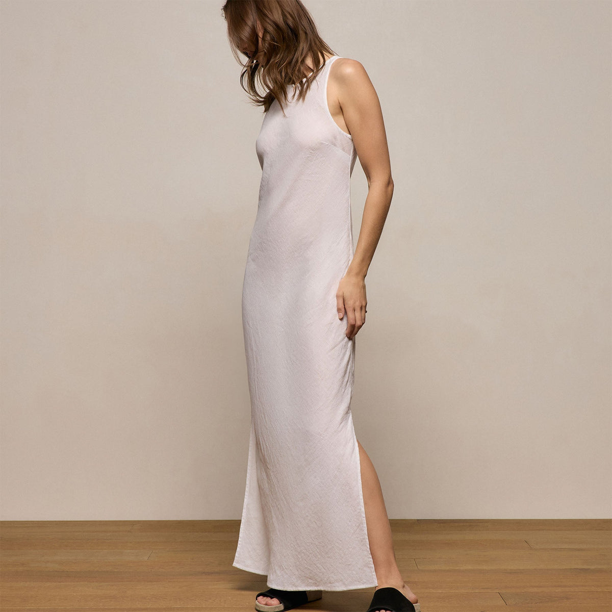 Linen Halter Maxi Dress in White | James Perse Los Angeles