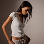 Stretch Lotus Deep V Short Sleeve Tee in White | James Perse Los Angeles