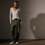 Stretch Lotus Deep V Tee  in White | James Perse Los Angeles