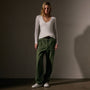 Stretch Lotus Deep V Tee  in White | James Perse Los Angeles