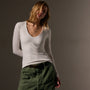Stretch Lotus Deep V Tee  in White | James Perse Los Angeles