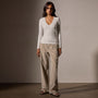 Stretch Lotus Deep V Tee in White | James Perse Los Angeles