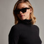 Stretch Rib Funnel Neck Long Sleeve Top in Black | James Perse Los Angeles