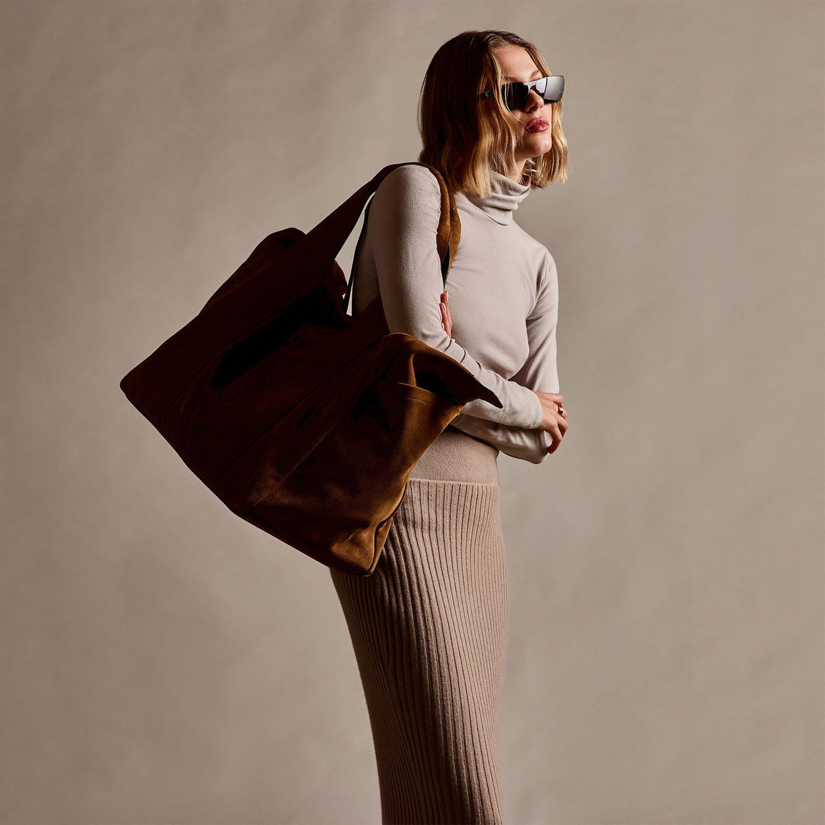 Stretch Lotus Turtleneck in Nude | James Perse Los Angeles