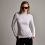 Stretch Rib Funnel Neck Long Sleeve Top in White | James Perse Los Angeles