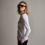 Stretch Rib Funnel Neck Long Sleeve Top in White | James Perse Los Angeles