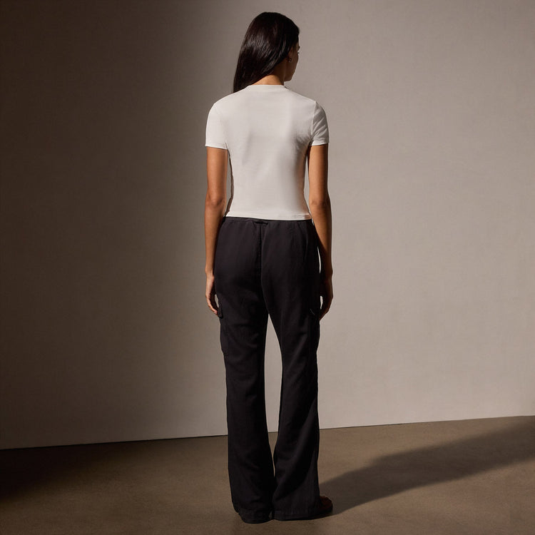 Lotus Sretch Rib Short Sleeve Sport Tee in White | James Perse Los Angeles