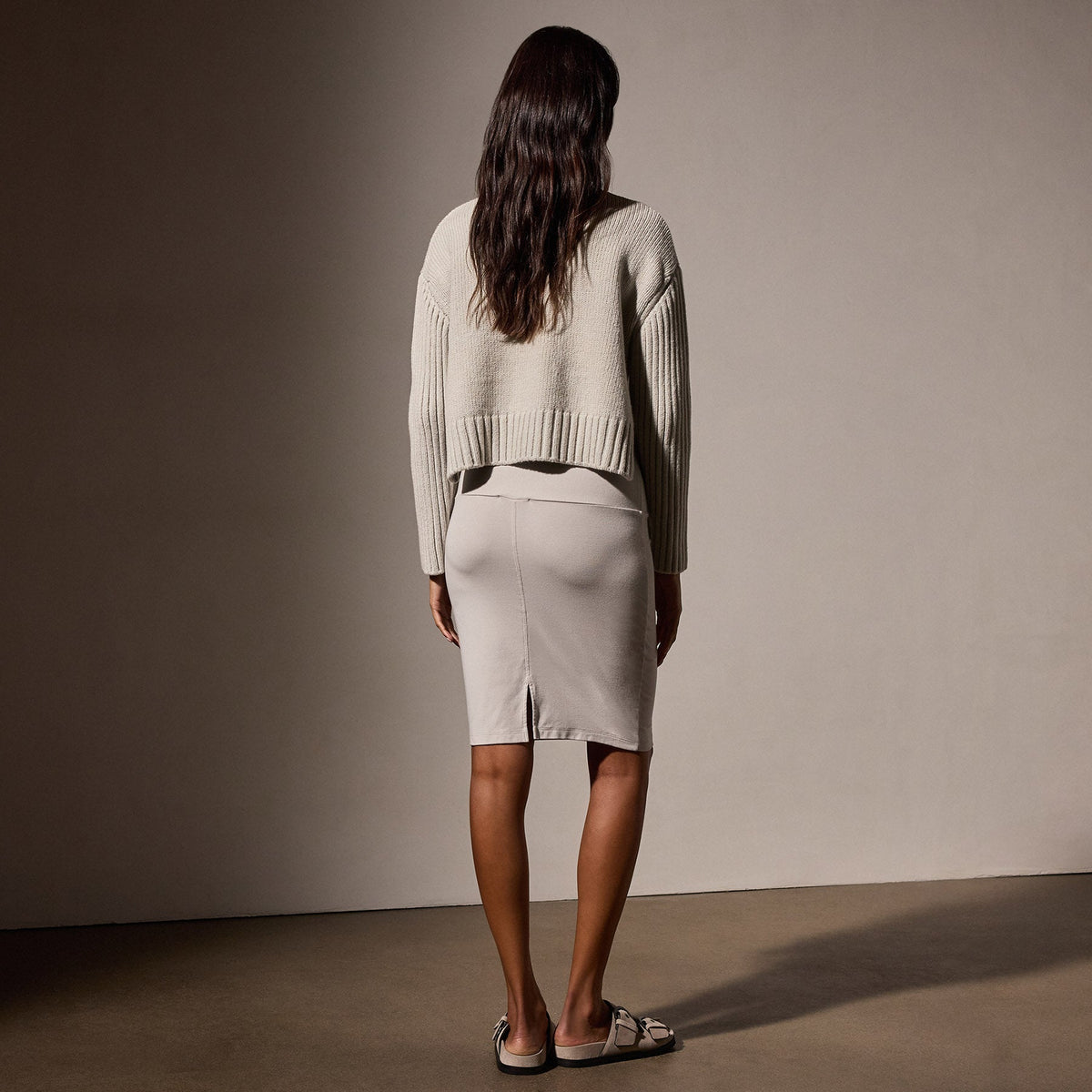 Lotus Stretch Rib Pencil Skirt in Salt | James Perse Los Angeles