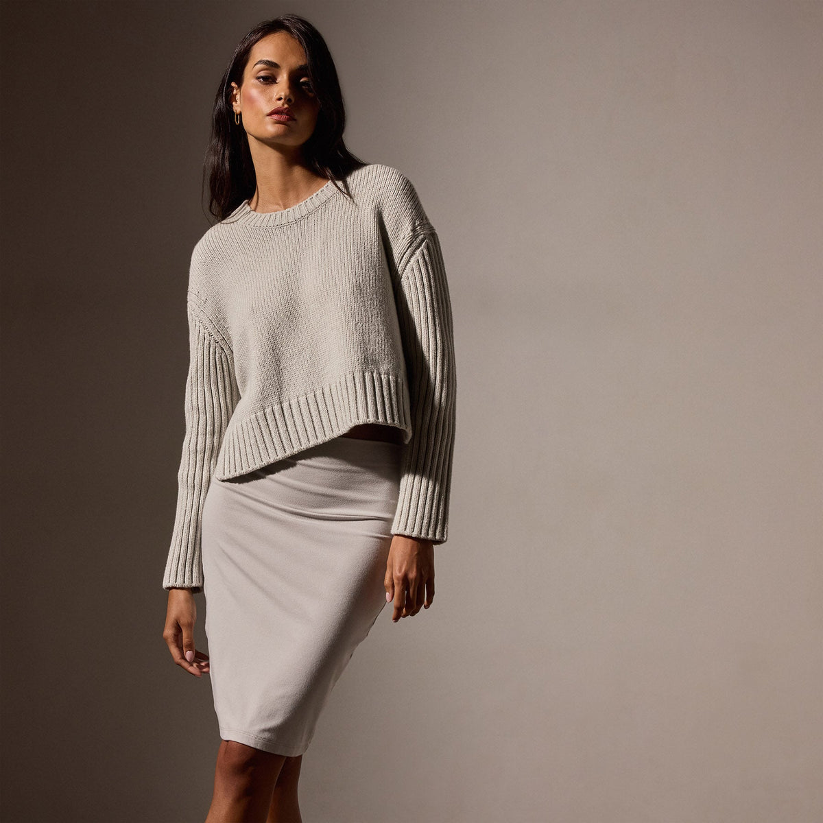 Lotus Stretch Rib Pencil Skirt in Salt | James Perse Los Angeles