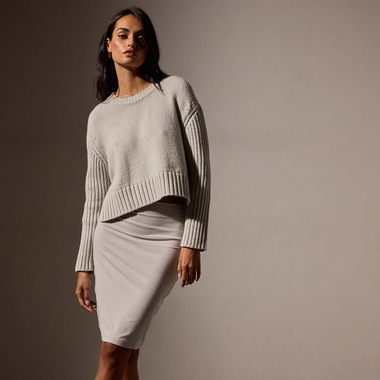 Lotus Stretch Rib Pencil Skirt in Salt | James Perse Los Angeles