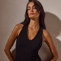 Lotus Rib Deep V Tank Dress in Black | James Perse Los Angeles