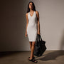 Lotus Rib Deep V Tank Dress in White | James Perse Los Angeles
