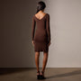 Lotus Stretch Rib Double V Dress in Americano | James Perse Los Angeles
