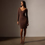 Lotus Stretch Rib Double V Dress in Americano | James Perse Los Angeles