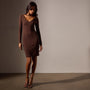 Lotus Stretch Rib Double V Dress in Americano | James Perse Los Angeles