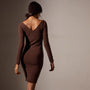 Lotus Stretch Rib Double V Dress in Americano | James Perse Los Angeles