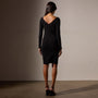 Lotus Stretch Rib Double V Dress in Black | James Perse Los Angeles