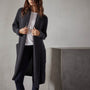 Rib Shawl Open Cardigan in Black | James Perse Los Angeles