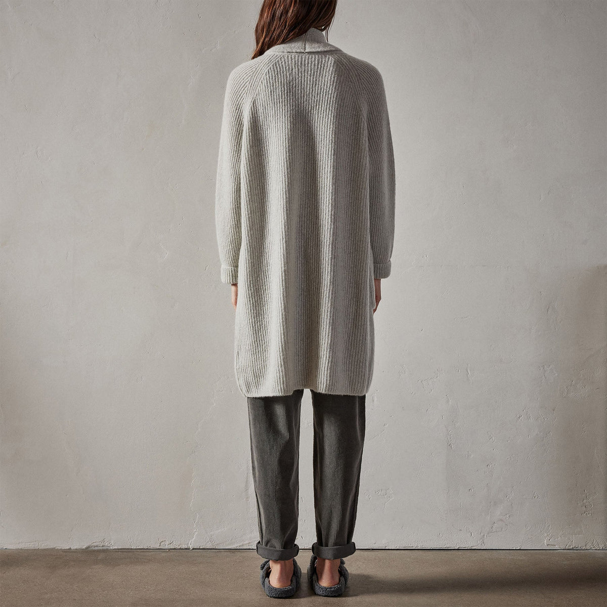 Rib Shawl Open Cardigan in Mist | James Perse Los Angeles