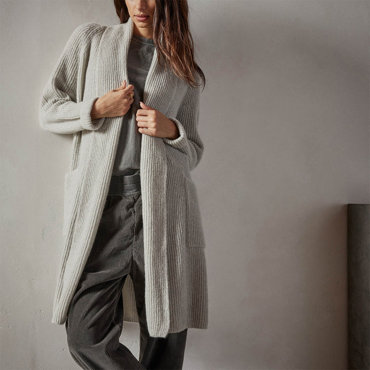 Rib Shawl Open Cardigan in Mist | James Perse Los Angeles