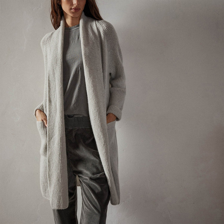 Rib Shawl Open Cardigan in Mist | James Perse Los Angeles