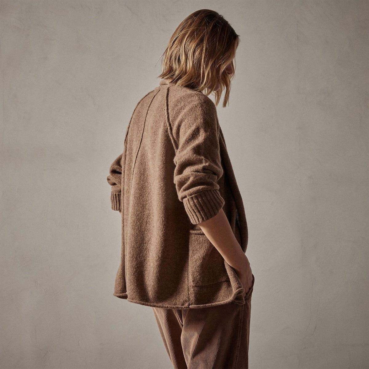 Cashmere Shawl Collar Relaxed Cardigan in Chestnut | James Perse Los Angeles