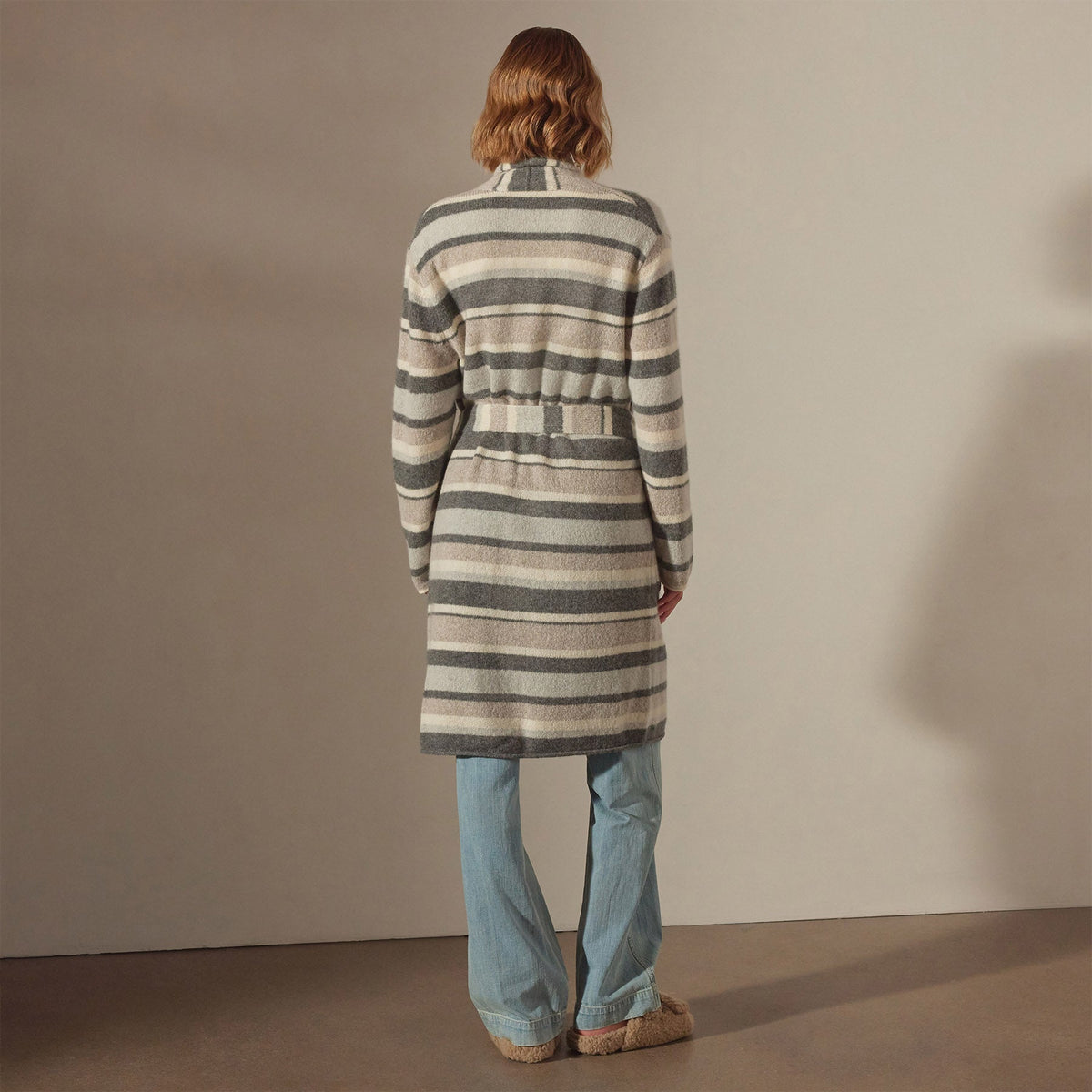 Light Cashmere Strip Cardigan in Thunder/Mist/Hazel/Ivroy | James Perse Los Angeles