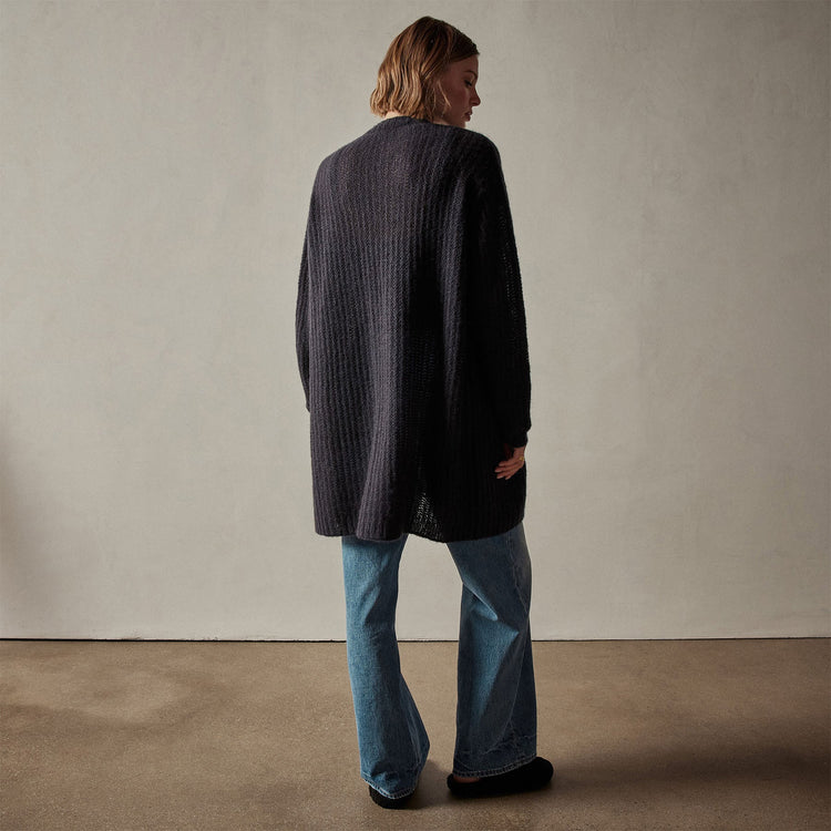 Textured Cashmere Knit Cardigan in Black | James Perse Los Angeles