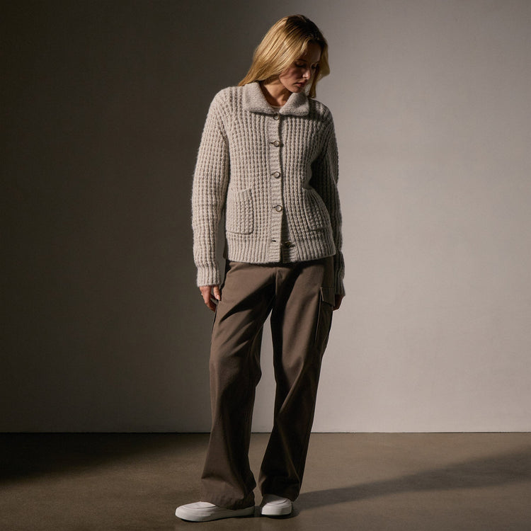 Cashmere Chunky Waffle Cardigan in Hazel | James Perse Los Angeles