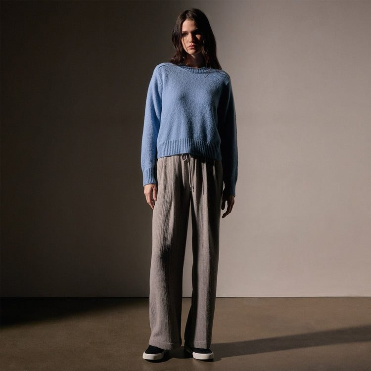 Cashmere Saddle Shoulder Crew Neck  in Azure | James Perse Los Angeles