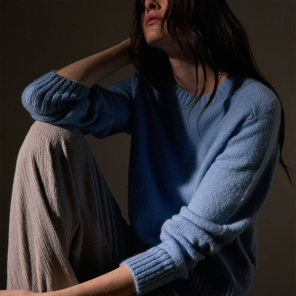 Cashmere Saddle Shoulder Crew Neck  in Azure | James Perse Los Angeles
