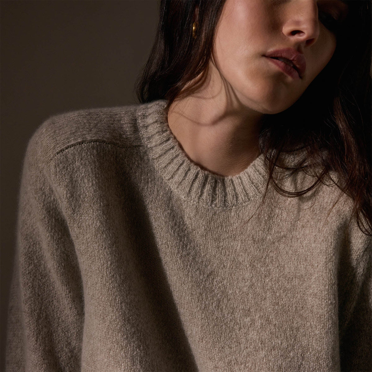Cashmere Saddle Shoulder Crew Neck in Hazel | James Perse Los Angeles
