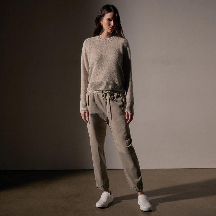 Cashmere Saddle Shoulder Crew Neck in Hazel | James Perse Los Angeles