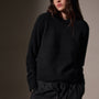 Cashmere Saddle Shoulder Crew Neck  in True Black | James Perse Los Angeles