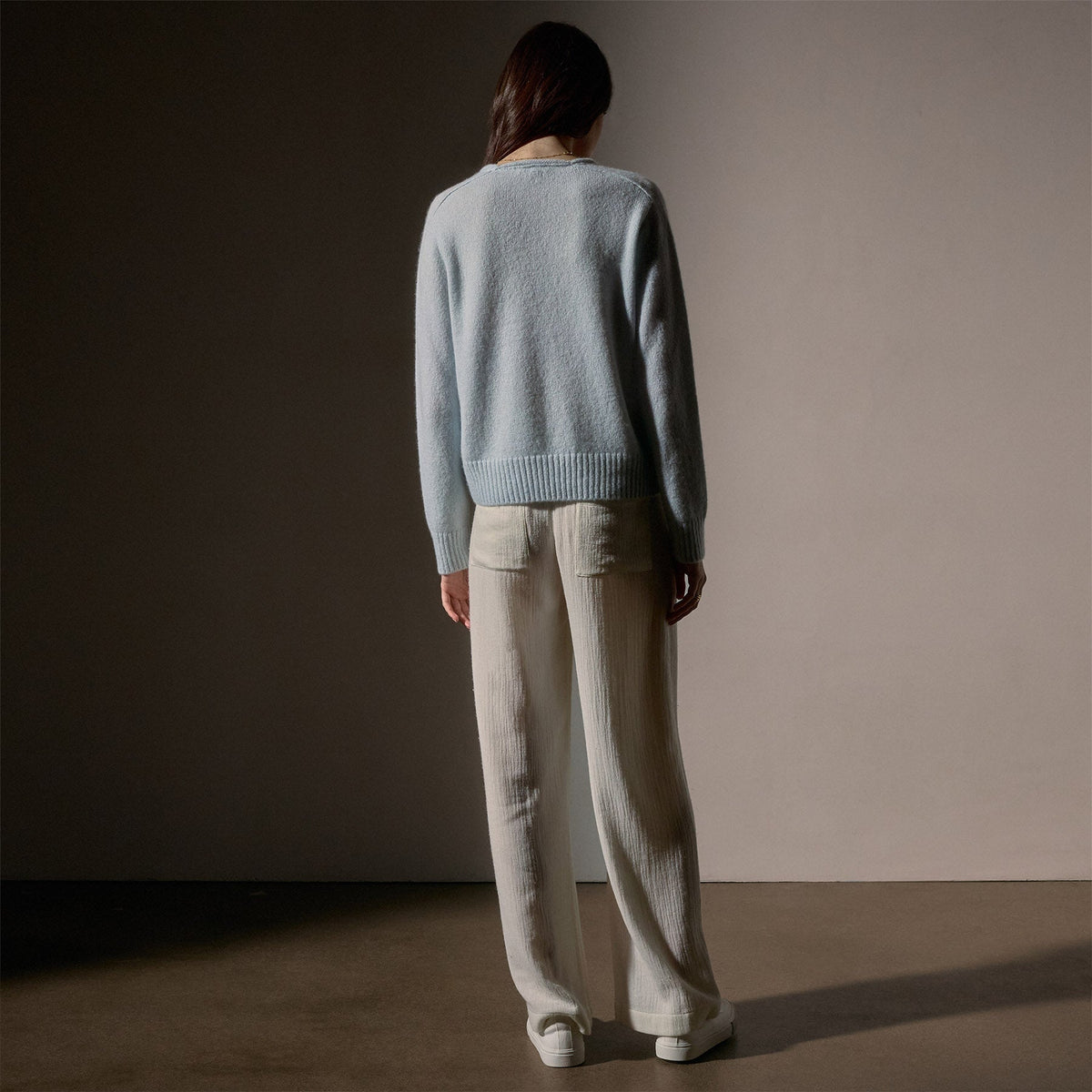 Cashmere Soft V Sweater  in Pale Blue | James Perse Los Angeles