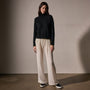Cashmere Funnel Neck Sweater  in True Black | James Perse Los Angeles