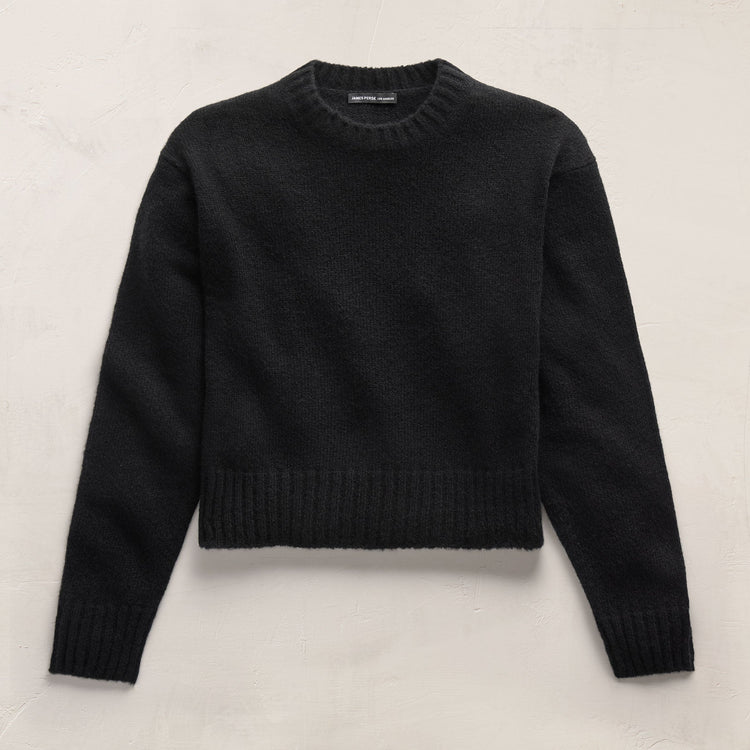 Lightweight Textured Cashmere Crew in True Black | James Perse Los Angeles FLAT