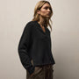 Lightweight Textured Cashmere V Neck in True Black | James Perse Los Angeles